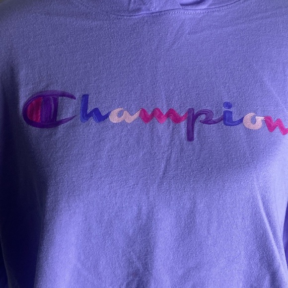 Champion Women’s Long Sleeve Hooded Tee w Kangaroo Pocket Purples & Pinks sz XL - Picture 2 of 7